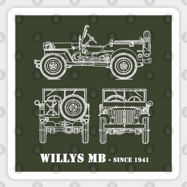 classic military vehicle WW2 Magnet by Jose Luiz Filho